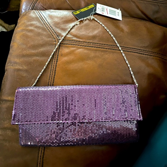sasha Handbags - Sasha Purple Sequin Clutch Purse NWT